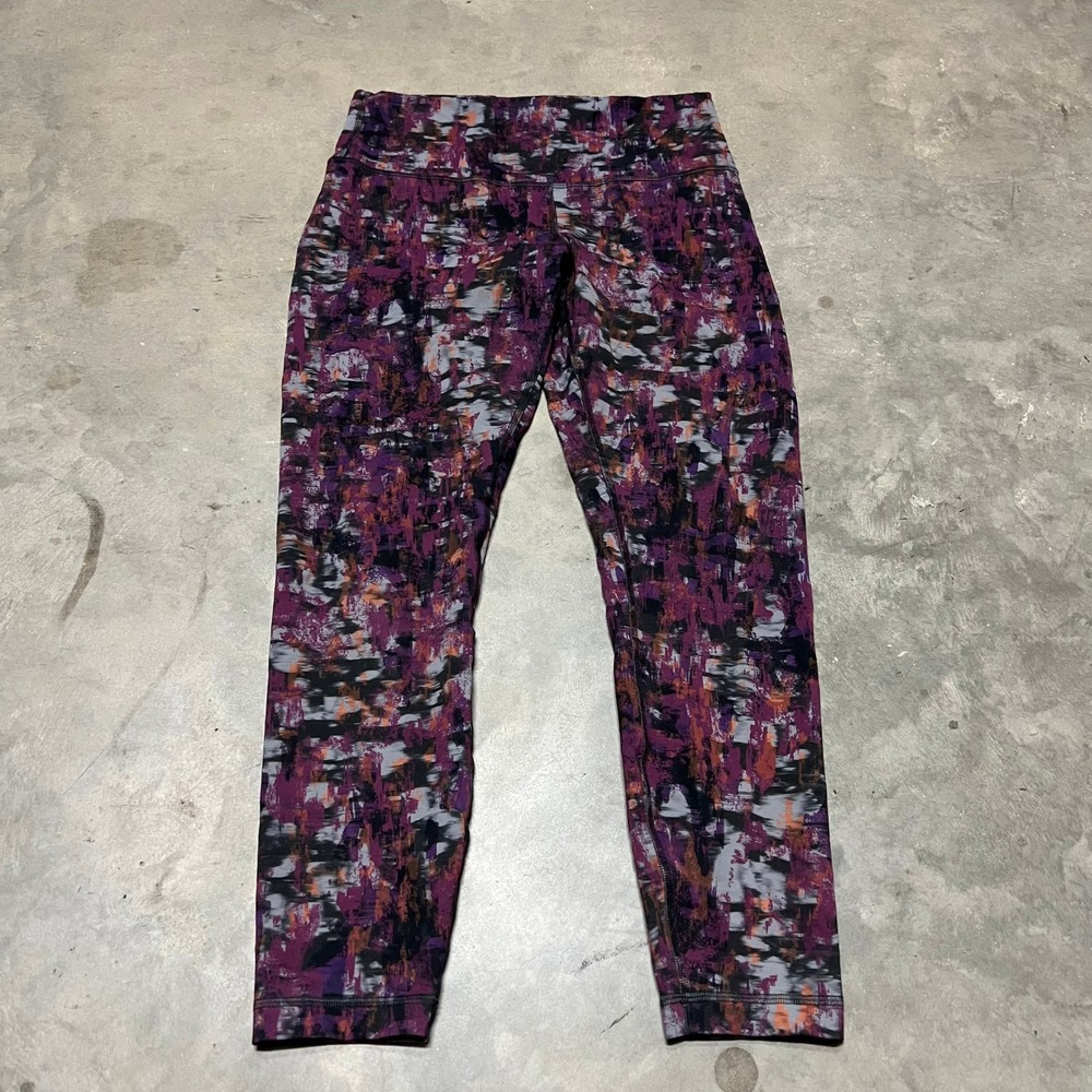 Lululemon Wunder Train High Rise Leggings Sz 10 Purple Abstract Print 25" Pants